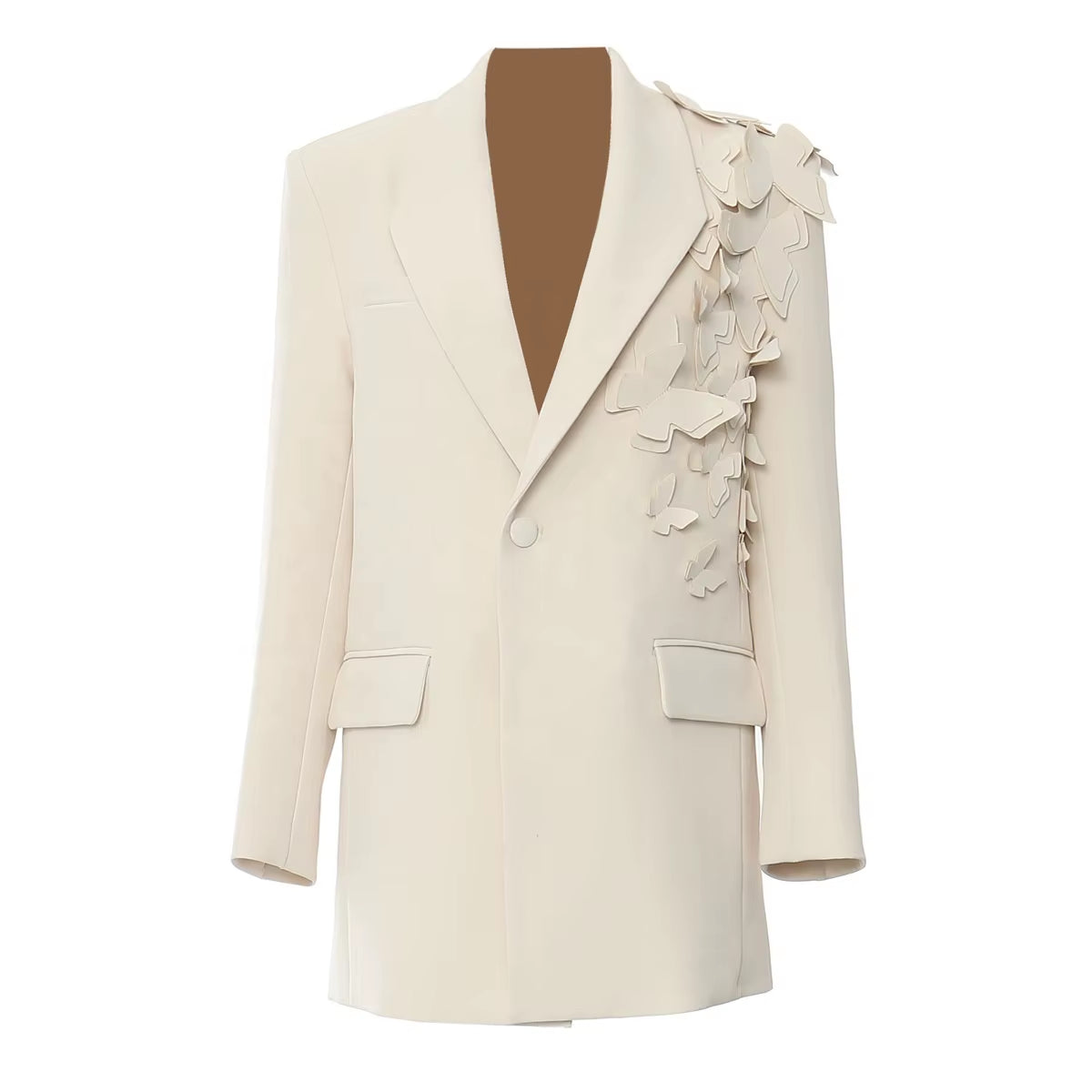 OUDINA New Fashion Heavy Butterfly Flower Staggered Loose Suit Jacket Blazer Formal Blazers Ladies Women