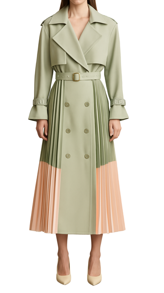 Elegant Windbreaker Pleated Trench Coats