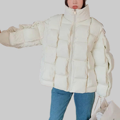 OUDINA Womens Winter and Autumn Coat Loose Horn Sleeves Cropped Warm Thick Cotton Coats for Women