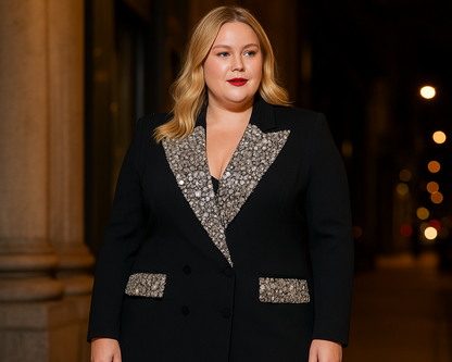 Heavy Industry Beads Blazer Coat Diamond-Embedded Slim-Fit Suit Jacket