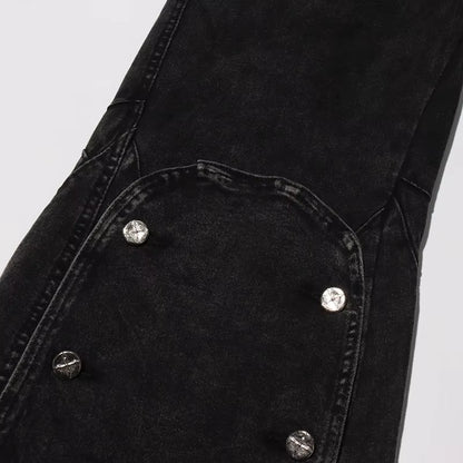  Splicing Casual Straight Leg Jean Pants