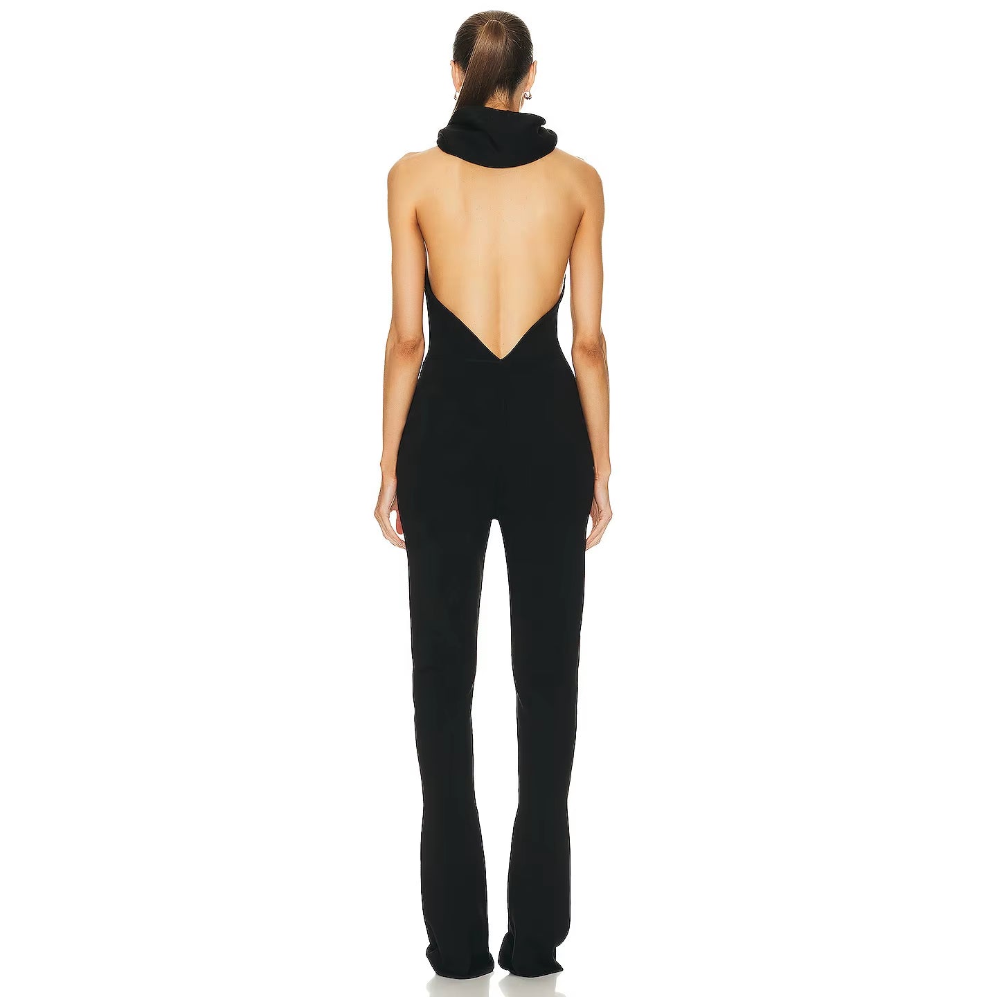 Black Backless Hoodie  Jumpsuit 