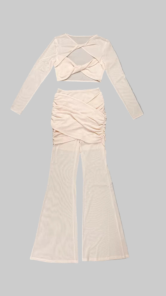  Black Twist Mesh Two Piece Sets 