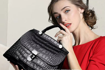 WESTAL Ladies Crocodile Pattern Handbags Large Capacity Luxury Women Hand Bag Genuine Leather Handbag for Women