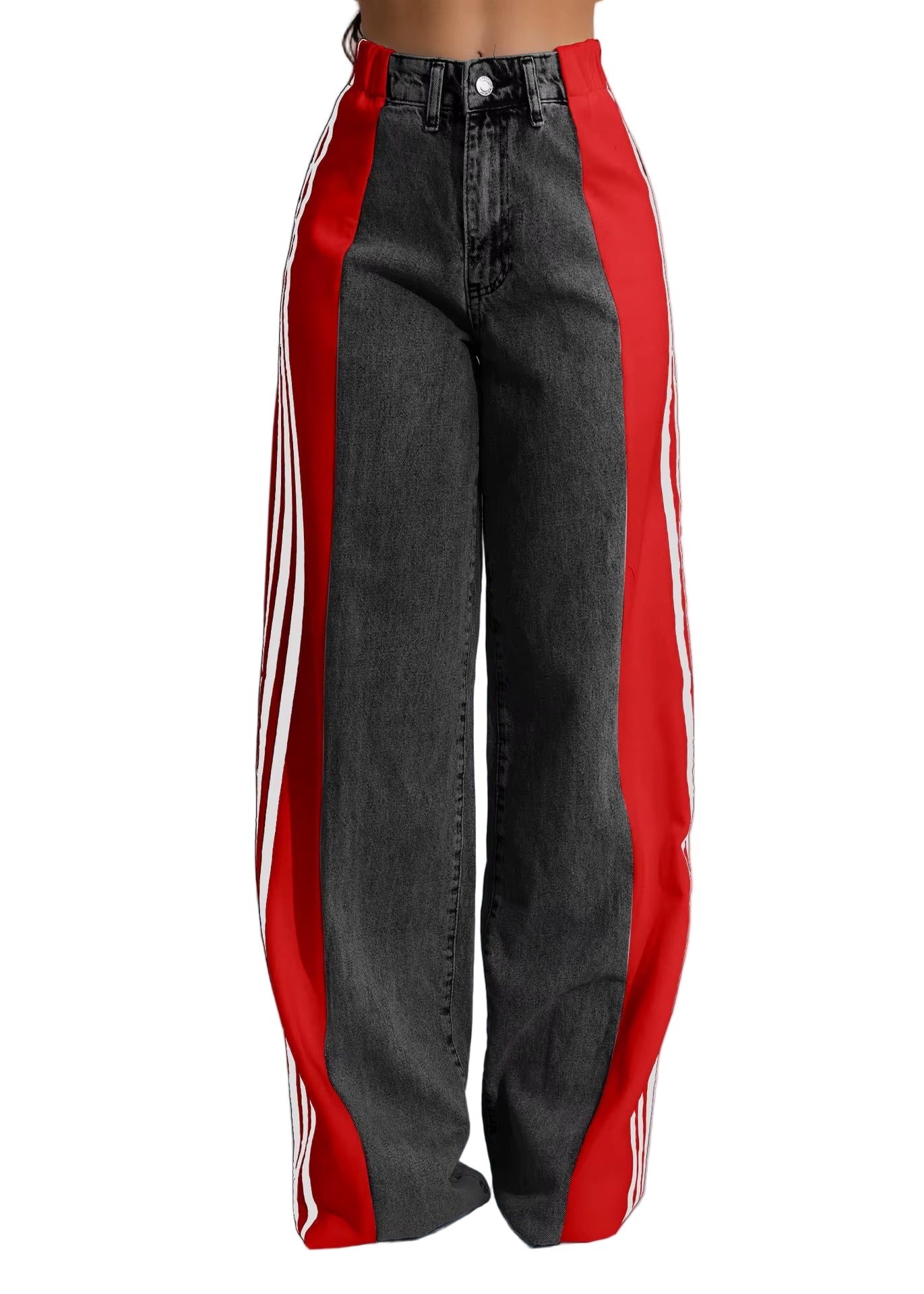 OUDINA Trend Hot Selling Both Sides Tassel Printed Fringed Trousers Casual Pants for Women