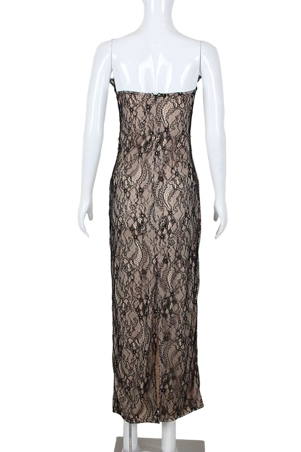 OUDINA European Spring 2024 Flower Tube Top Hollow Perspective Lace Party Evening Elegant Long Women'S Dresses