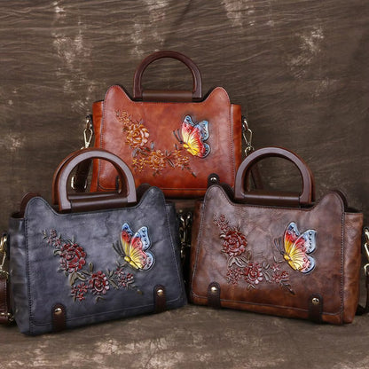 Westal Womens Leather Handbag Vintage Embossing Large Shoulder Bag Top Handle Tote Bag Hobo Women'S Shoulder Bags