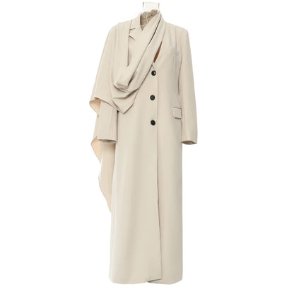 OUDINA Trend Solid Classic Women'S Long Coat Asymmetry Cape Trench Coat Elegant Coat for Women