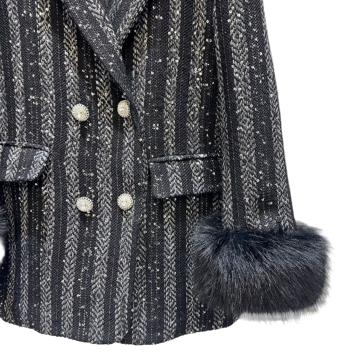 OUDINA in Stock Private Label High Fashion Customize Asymmetric Fur Blazers Suits Jacket Women Blazer