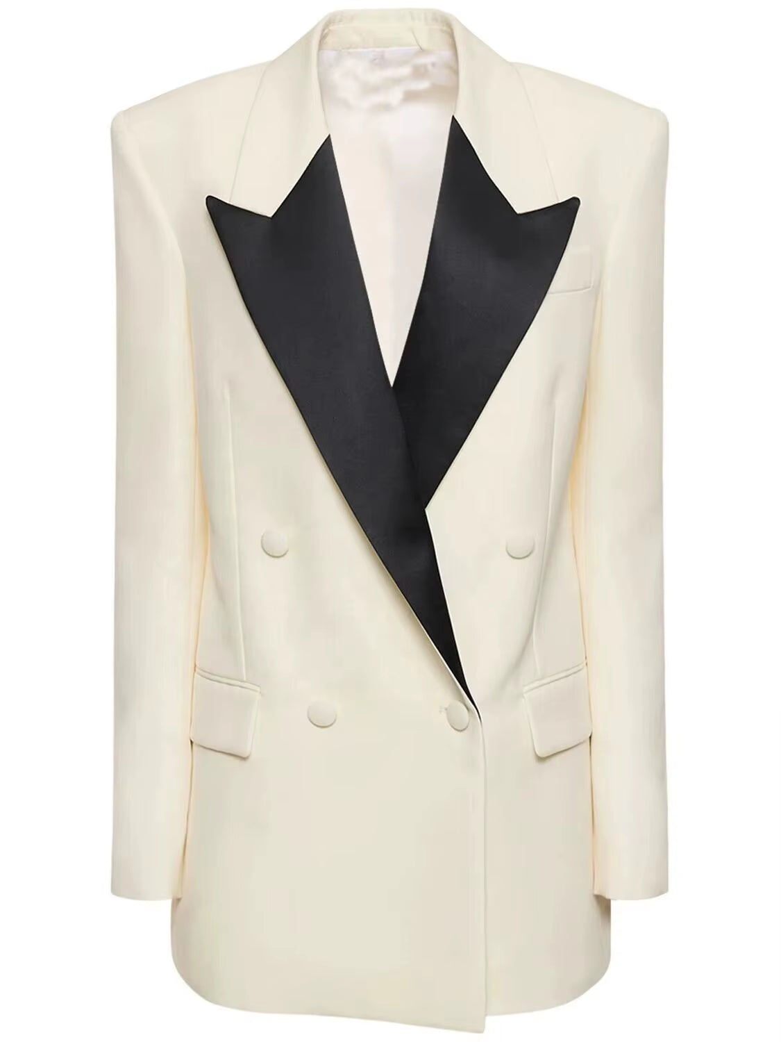 OUDINA Hotselling Loose Colorblock Lapel Double Breast Casual Elegant Women'S Suit Jacket Ladies Blazer