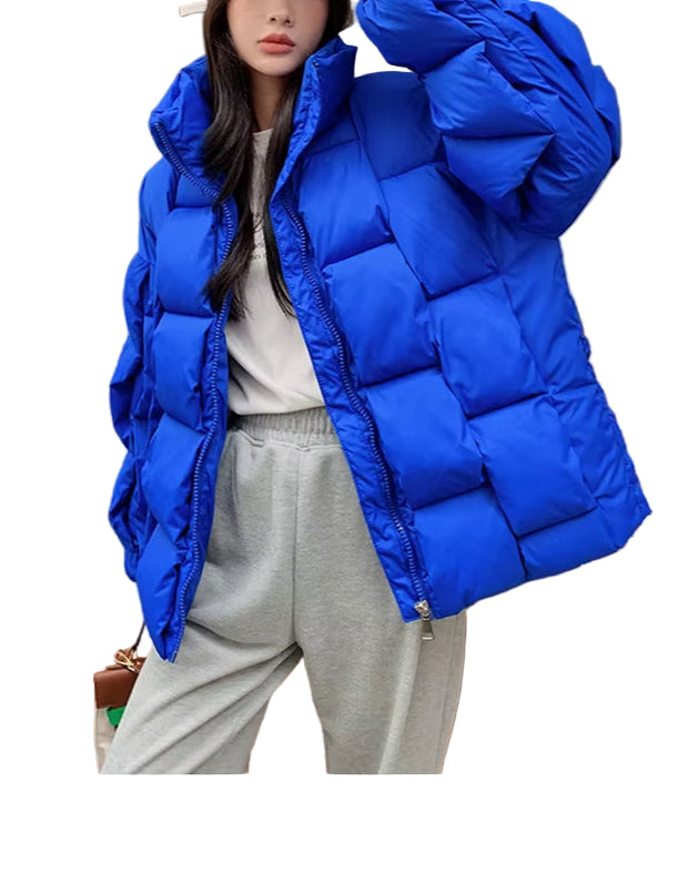 OUDINA Womens Winter and Autumn Coat Loose Horn Sleeves Cropped Warm Thick Cotton Coats for Women