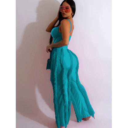  Tassel Bodysuits Two Piece Pants Sets 