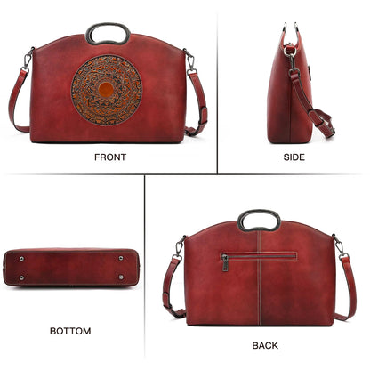 WESTAL Designer Handmade Handbag Top Handle Satchel Bag Totem Tote Bag Luxury Genuine Leather Handbag for Women