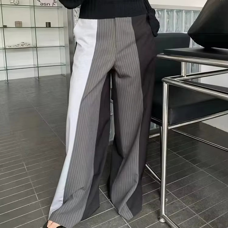 OUDINA Fashion Contrast Color Stripes Casual Women'S Wide Leg Pants Formal Pants for Women