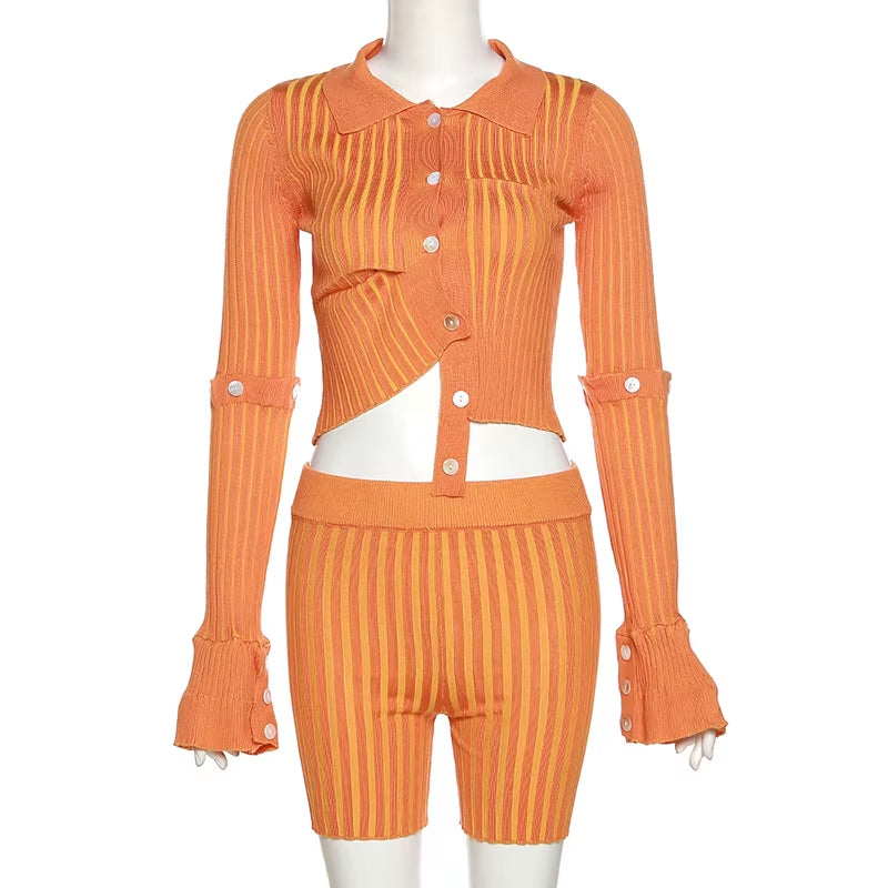 Top Knit Shorts 2 Piece Set 