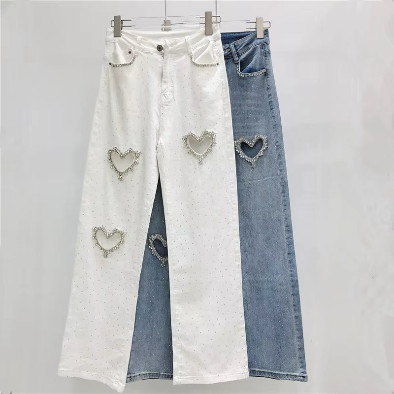 OUDINA New Arrivals Cargo Denim Loose High Waist Ripped Jean Straight Wide Leg Boyfriend Jeans Pants for Women