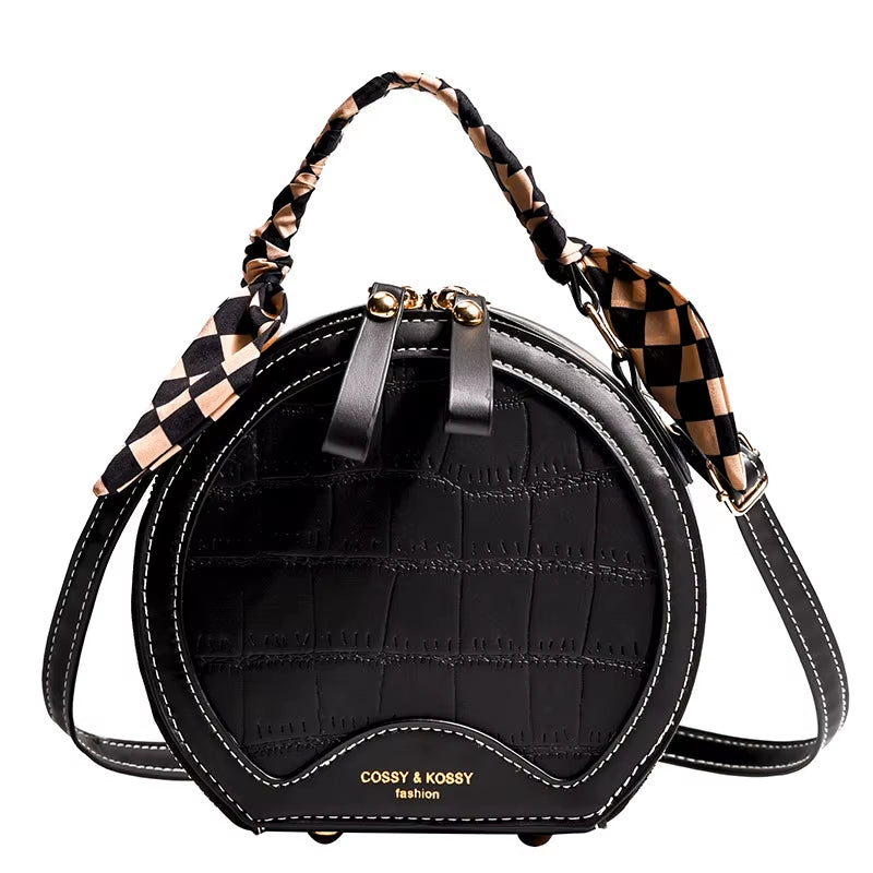 Stone Pattern Women Bag New Fashion Girl Handbag Personality PU Single Ladies Shoulder Crossbody Small round Bag