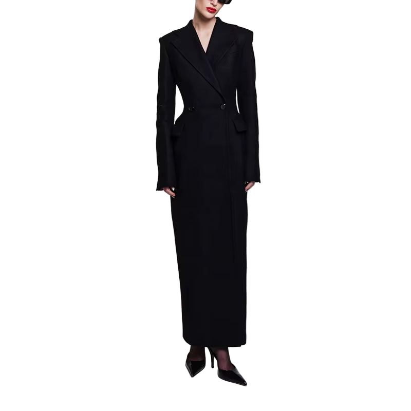 OUDINA Fashion New Elegant Splice Formal Long Ladies Jacket Solid Women Blazer Casual Blazer Jacket