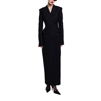 OUDINA Fashion New Elegant Splice Formal Long Ladies Jacket Solid Women Blazer Casual Blazer Jacket