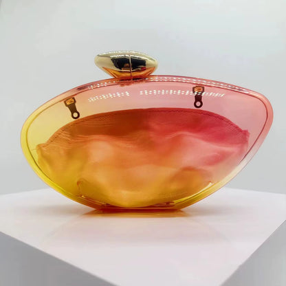 Transparent Acrylic Evening Bags Women Boutique Graduated Color Oval-Shaped Clutch Purses Women Shoulder Totes Handbags