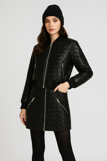 Cross Weave Mini Jacket Skirt Set