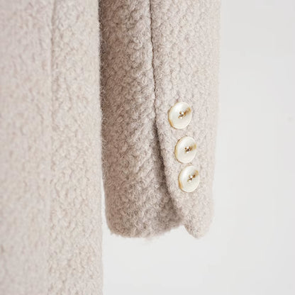 OUDINA Fashion Ladies Autumn Winter Scarf Shawl Elegant Woolen Coat Trench Long Coats for Women