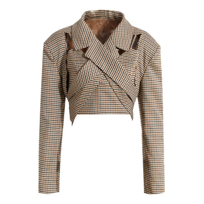 OUDINA New Arrivals Fall Plaid Vest Top Women Blouse Shirts Two Piece Set Women'S Blouses