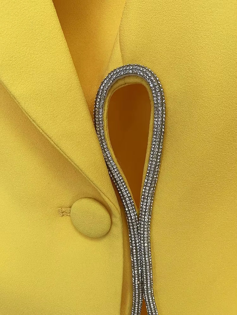 OUDINA Wholesale Trendy OEM Diamond Strip Straight Pants Profession Business Two Piece Set Ladies Blazer Suit for Women