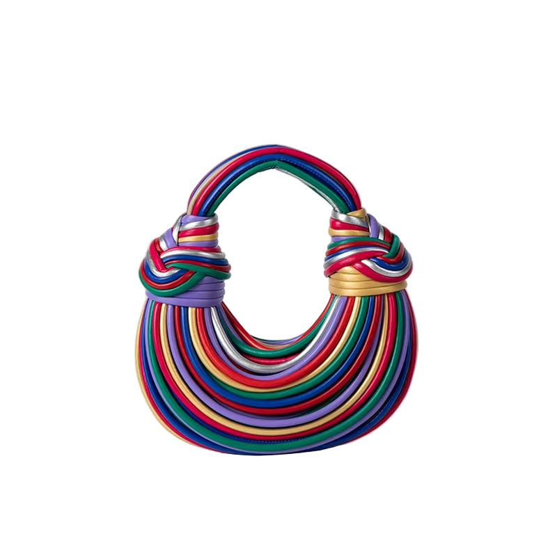 2024 New Fashion Luxury Designer Handbags Woven Noodle Crossbody Bag Rope Knotted Pulled Clutch Bag Women Rainbow Mini Hand Bag