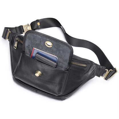 MARRANT Men Single Shoulder Daypack Crossbody Chest Sling Bag Genuine Leather Fanny Pack Leather Waist Bag for Men