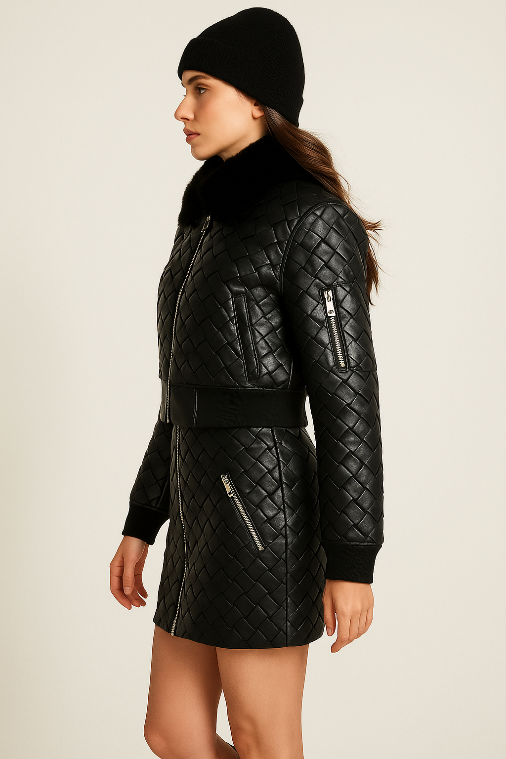 Cross Weave Mini Jacket Skirt Set