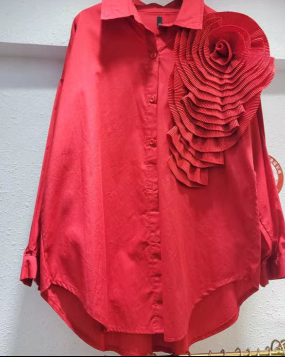 Pleated Horn Long Sleeves Korean Blouse Et Chemises Pour Femmes Ladies' Blouses