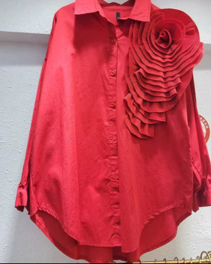 Pleated Horn Long Sleeves Korean Blouse Et Chemises Pour Femmes Ladies' Blouses