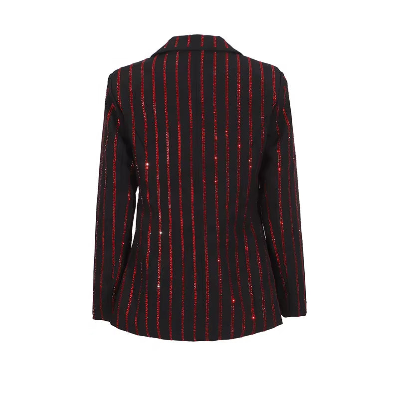 OUDINA New Spot Fashion Double Breasted Casual Blazers Graphic Jacquard Jackets Woman Blazer Jacket