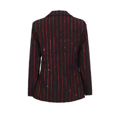 OUDINA New Spot Fashion Double Breasted Casual Blazers Graphic Jacquard Jackets Woman Blazer Jacket