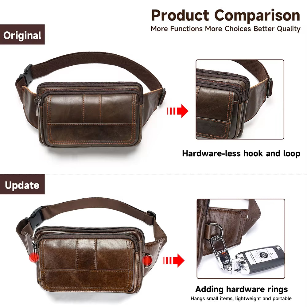 MARRANT Genuine Leather Women Waist Pouch Bag Travel Shoulder Daypack Leather Chest Bags Bags Leather Men Fanny Packs