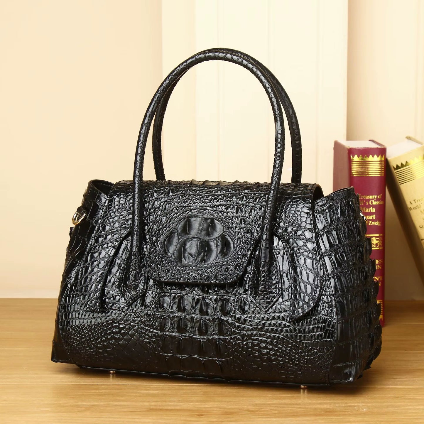 WESTAL Luxury Crocodile Print Genuine Leather Handbag Top Handle Handbags Women Ladies Work Tote Bag Women Handbag