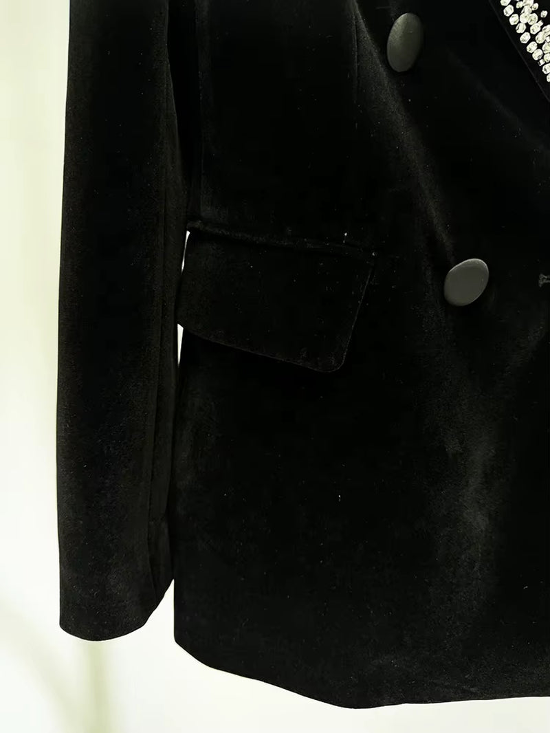 OUDINA Fashion Double-Breasted Diamond V Neck Elegant Women'S Jackets Blazer Formal Ladies Blazer Casual Women'S Suits Blazers