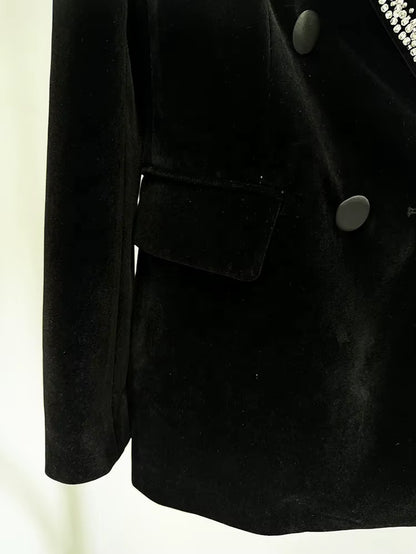 OUDINA Fashion Double-Breasted Diamond V Neck Elegant Women'S Jackets Blazer Formal Ladies Blazer Casual Women'S Suits Blazers