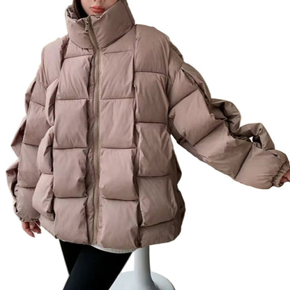 OUDINA Womens Winter and Autumn Coat Loose Horn Sleeves Cropped Warm Thick Cotton Coats for Women