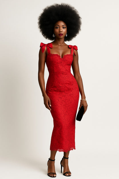 Crimson Enchanté Lace Gown - A Stunning Blend of Elegance and Allure