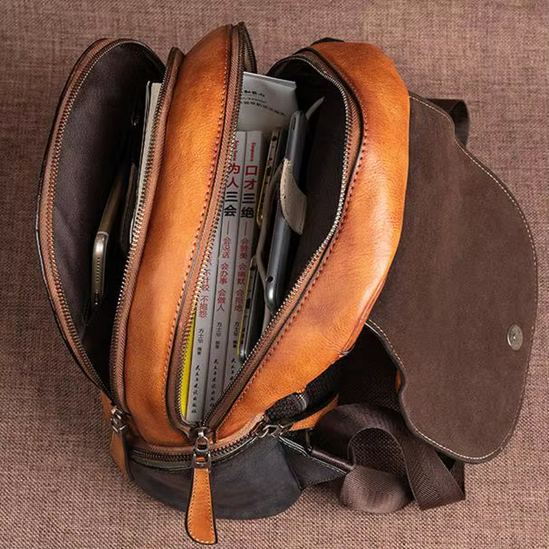 Westal Handmade Chinese Style Cowhide Leather Bag Backpack Genuine Leather Womans Backpack Leather Backpack for Woman