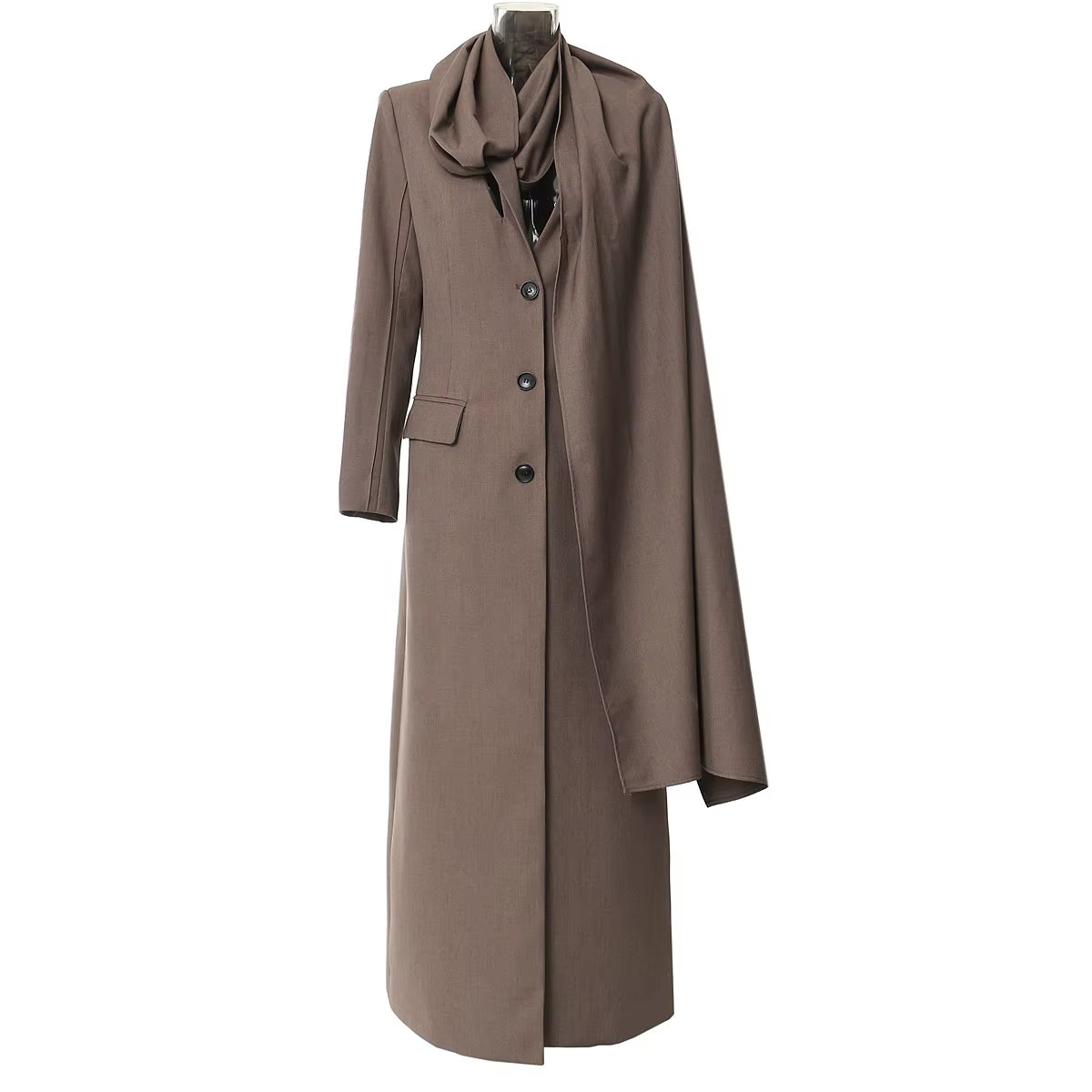 OUDINA Trend Solid Classic Women'S Long Coat Asymmetry Cape Trench Coat Elegant Coat for Women