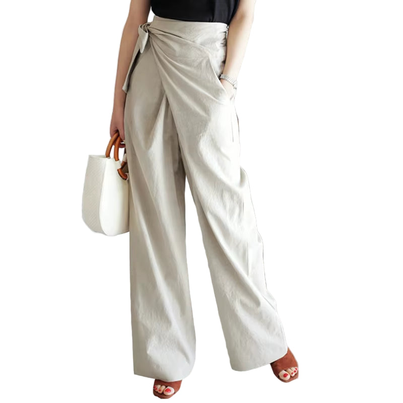 OUDINA Autumn New High Waist Straight Wide Leg Popping Casual Loose Pants Women Trousers