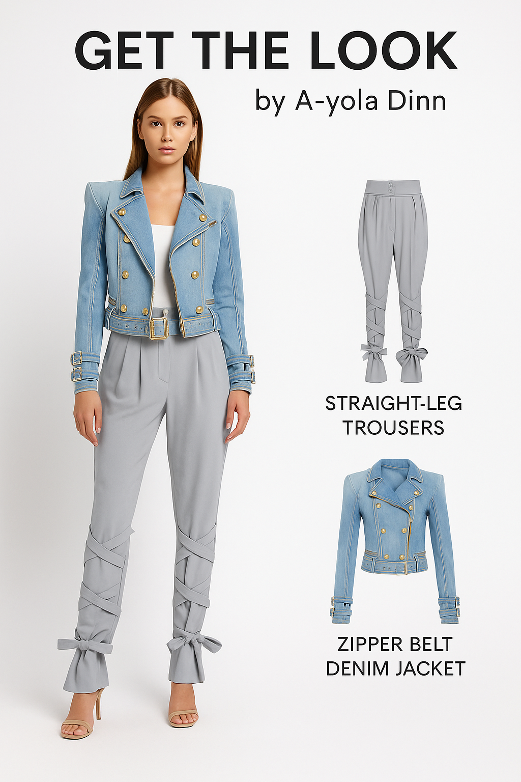 Elevate Your Style with High-Waisted Straight Leg Trousers Featuring Elegant Bow-Tie Details