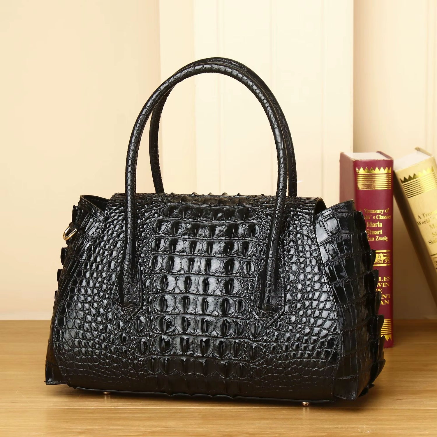 WESTAL Luxury Crocodile Print Genuine Leather Handbag Top Handle Handbags Women Ladies Work Tote Bag Women Handbag