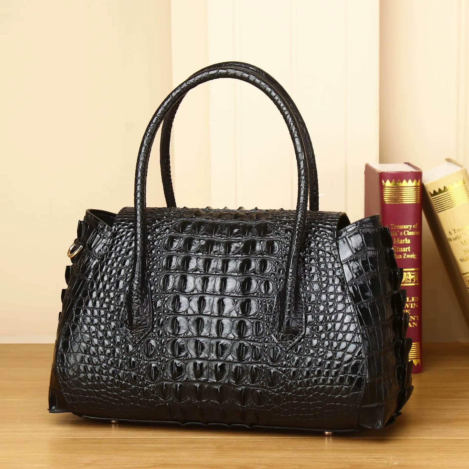 WESTAL Luxury Crocodile Print Genuine Leather Handbag Top Handle Handbags Women Ladies Work Tote Bag Women Handbag
