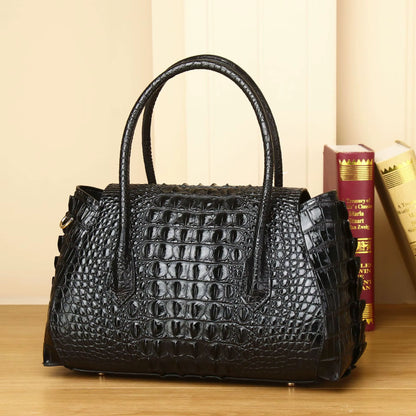 WESTAL Luxury Crocodile Print Genuine Leather Handbag Top Handle Handbags Women Ladies Work Tote Bag Women Handbag