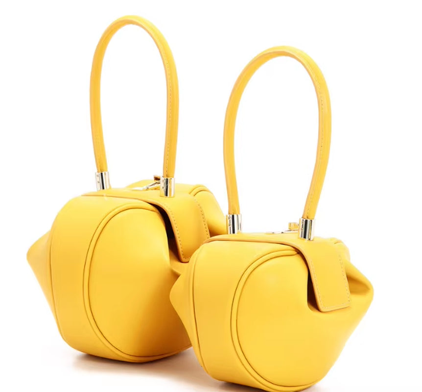 Genuine Leather Women'S Bag European and American Niche Design Handbag Wonton Dumpling Bag