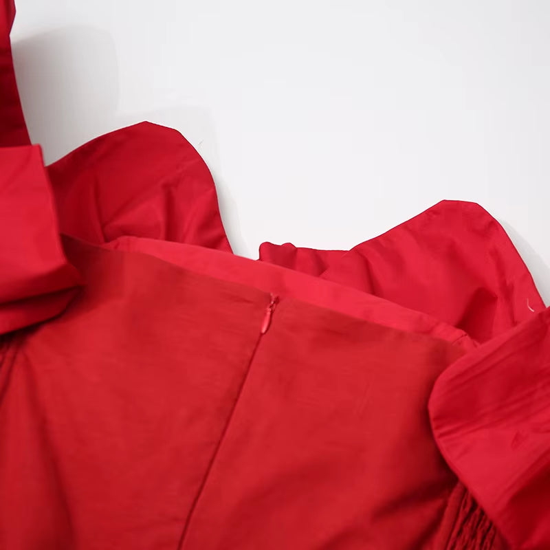 Factory Wholesale Three Dimensional Big Flower Splicing off Shoulder Solid Color Waist Short 2025 Prom Dresses Evening Dress